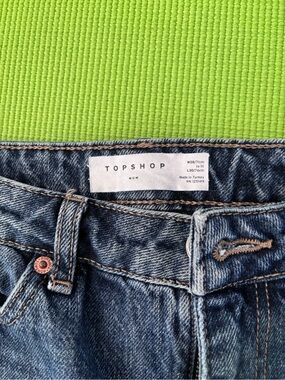Topshop Blue Denim Boyfriend Jeans with Faded Wash